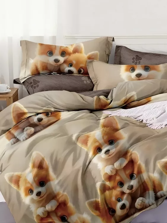 Постельное белье поплин эксклюзив на молнии - Корги