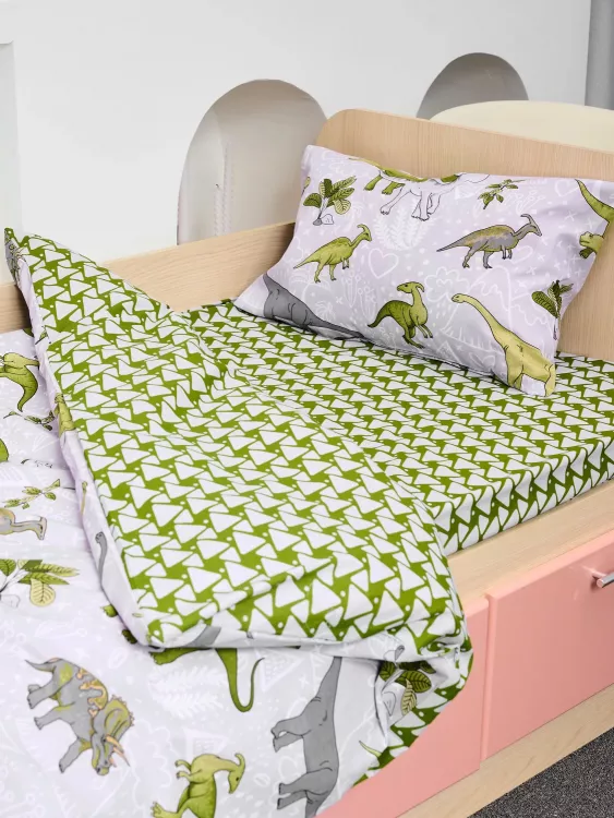 Постельное белье детское поплин без молнии с 1 наволочкой - Юрский период