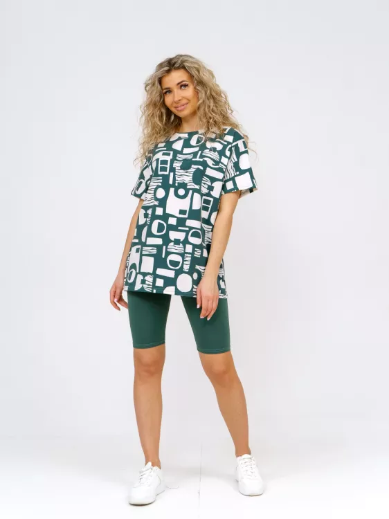 Костюм с бриджами Геометрия (зеленый)