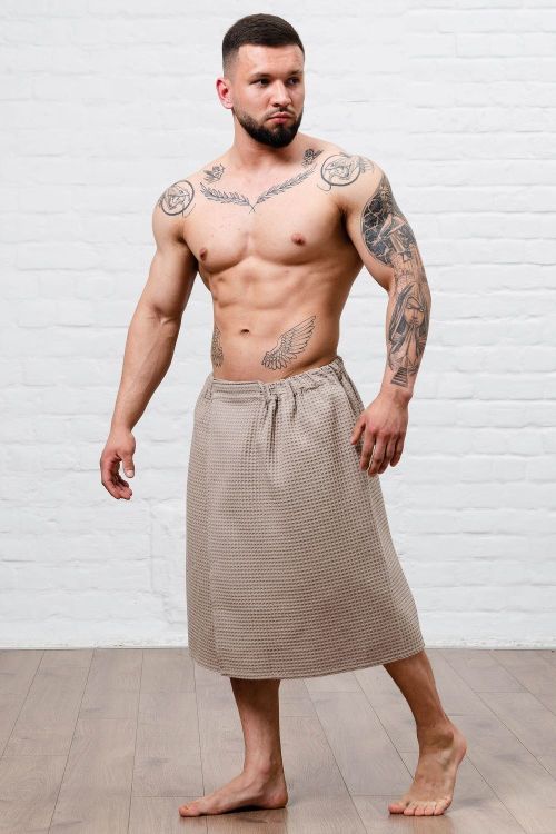 Полотенце для бани и сауны вафельное мужское  на липучке