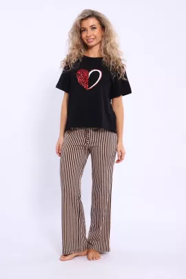 Пижама 46630 сердце черный последний размер