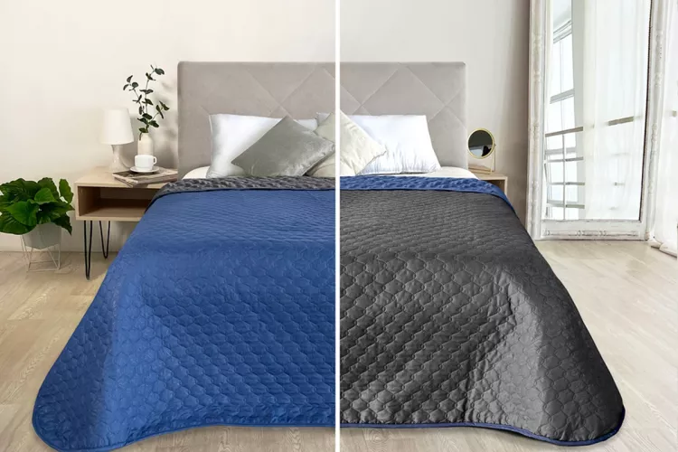 Покрывало микрофибра ПМ-110 графит/синий