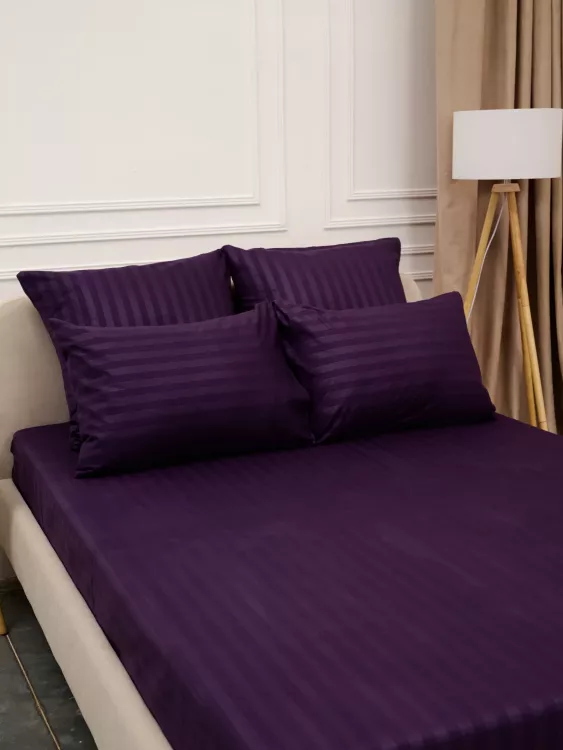 Простыня Микрофибра Страйп на резинке - Фиолетовый