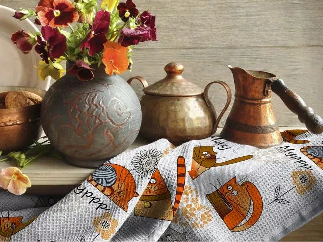 Набор полотенец "Мурлыки" вафельн.