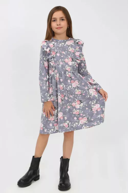 Платье детское Розочка серый последний размер