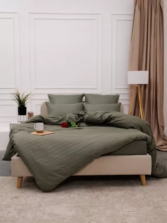 Постельное белье микрофибра страйп - Хаки