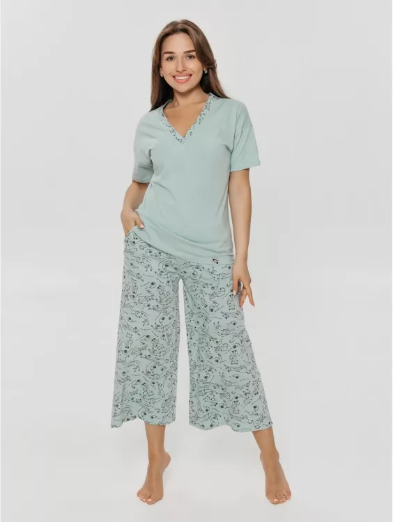 Мурка пижама женская (серо-голубой)