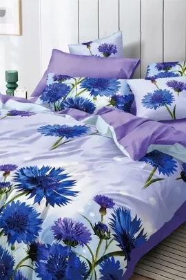 Постельное белье поплин эксклюзив на молнии - Васильковое поле
