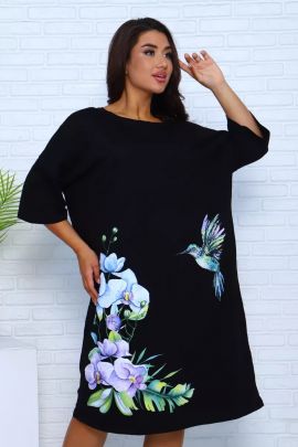 Удлиненная футболка хлопок с принтом Арт. 1092