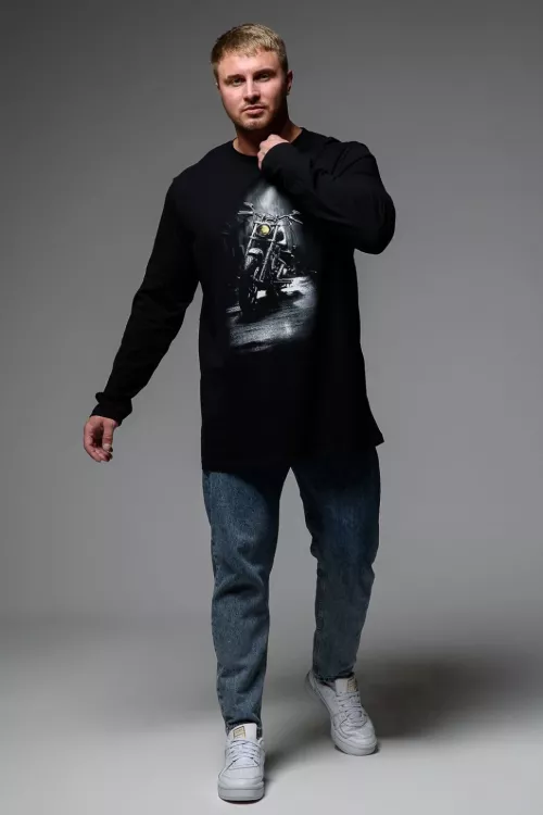 Футболка мужская 8533 черный + мотоцикл последний размер