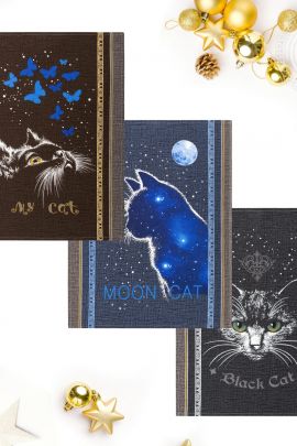 Набор полотенец из рогожки "Лунный кот" 2Н_ПКР.45.60 45*60 2Н_ПКР.45.60