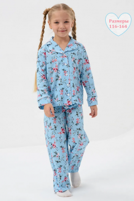 Пижама Бутоньерка кант для девочки подростка со штанами и рубашкой