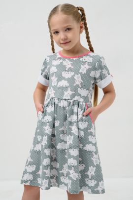 Платье Белогривые лошадки кор.рукав